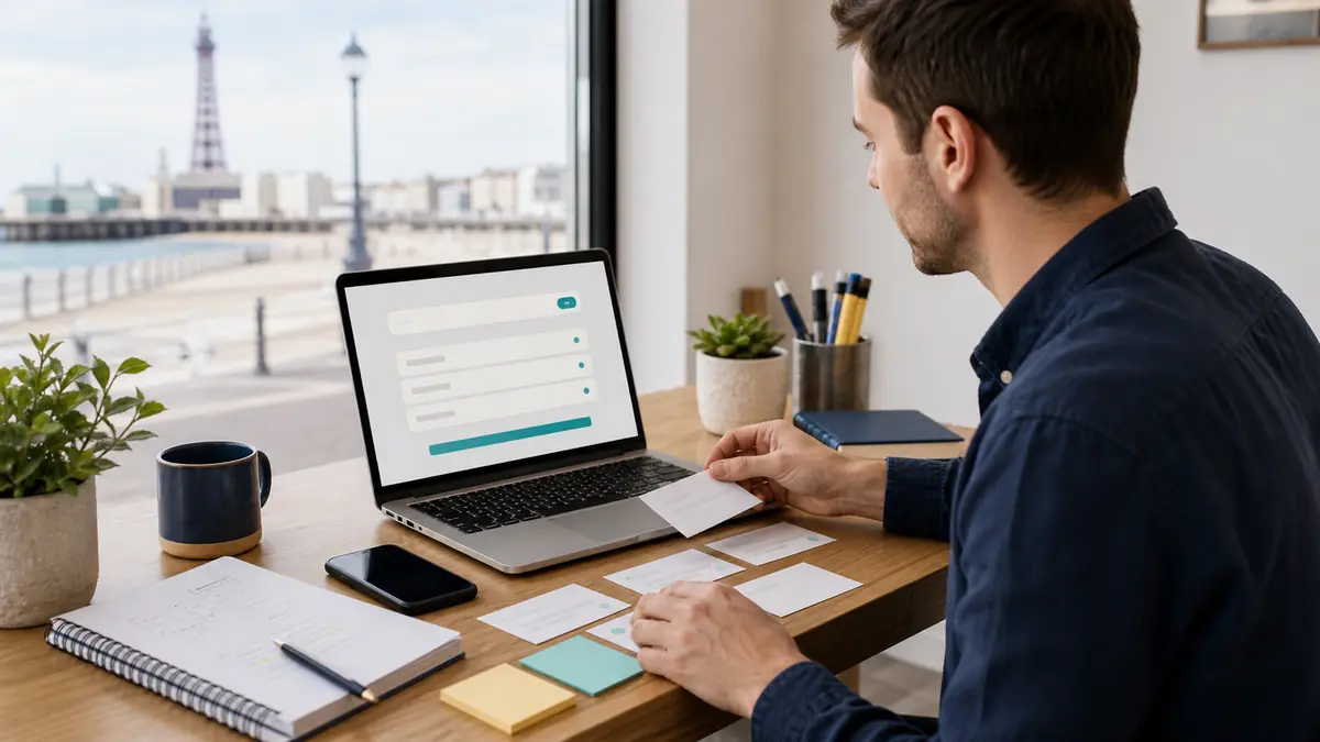 Small business owner choosing a website domain name